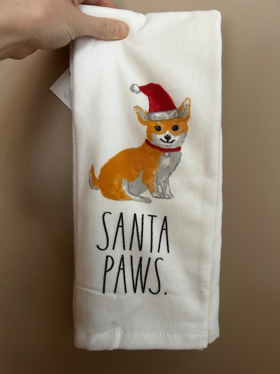 Rae Dunn Christmas santa Paws Kitchen Towel Set 3 Towels 