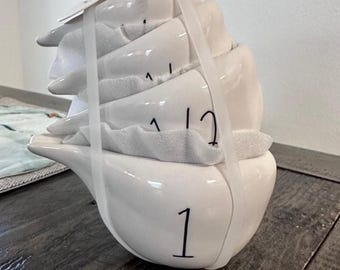 Rae Dunn Farmline Collection by Magenta - Garlic Shaped Measuring Cup Set. All White.