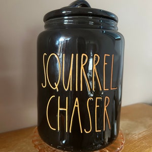 Rae Dunn Halloween Jar/Container - “Squirrel Chaser” treat jar dogs