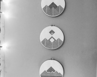 Geometric Mountain Cross Stitch Decor