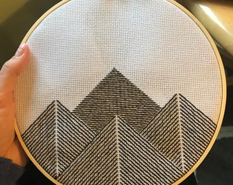 Geometric Mountain Cross Stitch Decor