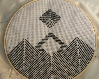 Geometric Mountain Cross Stitch Decor