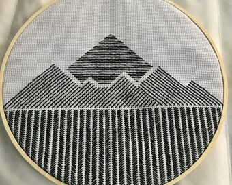 Geometric Mountain Cross Stitch Decor