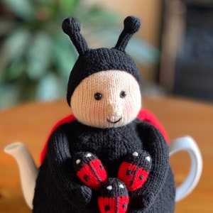 Tea Cosy knitting pattern. PDF digital download. ‘Ladybird with her children’ Tea Cosy knitting pattern to fit a 6 cup  tea pot.