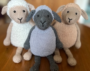 Ewenice Woolley and Baabs the Sheep PDF knitting pattern for a toy or just to sit on a shelf.