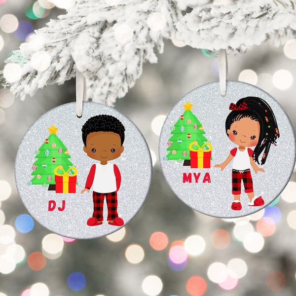 Personalized African American Christmas Ornaments | Black Santa Decor for a Festive Holiday | Custom Christmas Ornament for Black Families