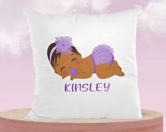 Personalized Baby Girl Pillow Cover | African American Baby Gift | Baby Shower Gifts