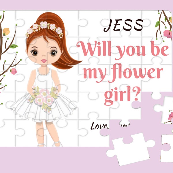 Flower Girl Proposal Puzzle - Will You Be My Flower Girl Gift Box - Wedding Party Invitation and Gift Idea - 12 Piece Jigsaw Puzzle