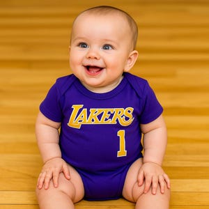 Custom Basketball Jersey Bodysuit or T-Shirt – Custom Name & Number | Team Style | Baby Shower Gift | Sports Fan Baby Outfit
