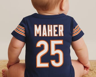 Custom Personalized Baby Football Jersey Bodysuit | Name & Number | Newborn Fan Gear Gift