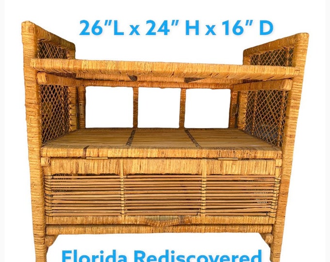 WICKER FLOOR SHELF Wicker Nightstand Wicker W/flip Etsy