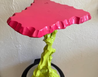 FLORIDA ACCENT TABLE Vintage Wood Mother Nature Made Pink and Green Abstract