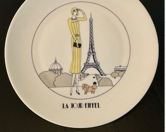 CREATION JACQUES LOBJOY La Tour Eiffel Paris France Porcelain de Auteuil Regency Grandmillineal Coture