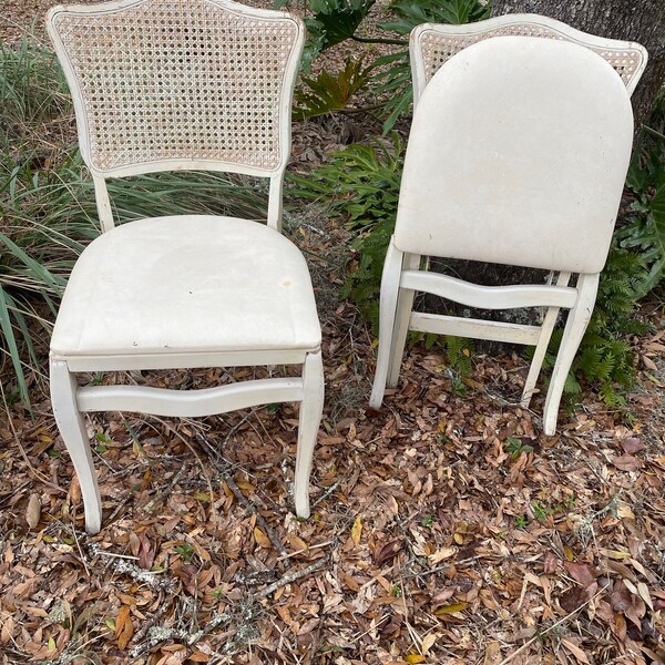 Folding Chairs Cane Back Chair Dining Chairs French Provincial Paris Apt Farmhouse Rustic Chic Stakmore Well Made at Florida Rediscovered