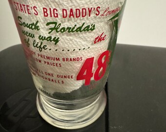 Big Daddy’s Lounge Souvenir Glass Flannagan’s South Florida Bar Vintage Barware West Palm Beach Miami Ft Lauderdale at Florida Rediscovered