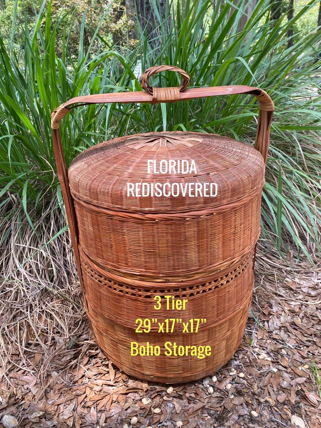 Chinese Wedding Basket 3 Tier Vintage Large Wicker Basket Etsy