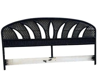 Wicker Headboard King Palm Leaves Vintage 80s Rattan Headboard  Coastal Headboard Tropical Headboard at  Florida Rediscovered