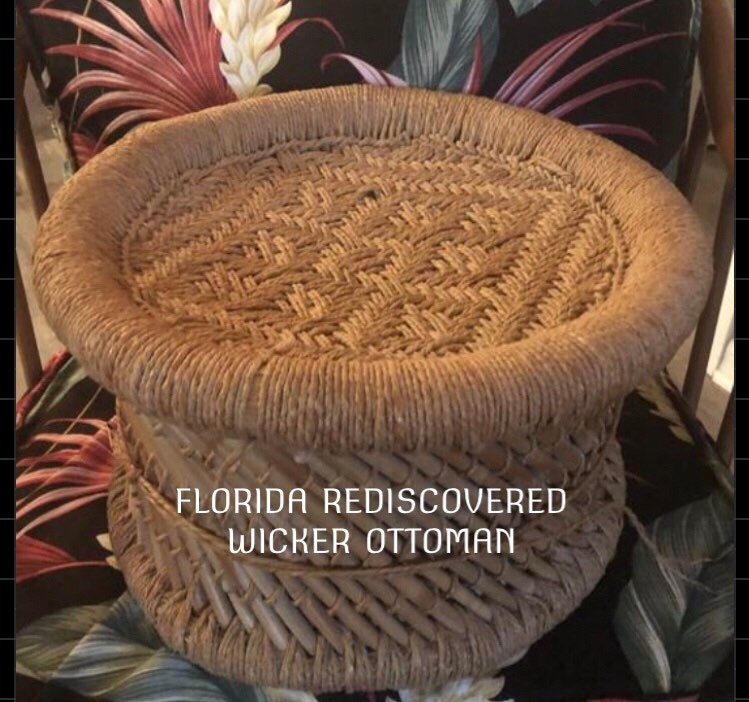 Vintage Boho Foot Stool Round 1970s 14 Diameter By 9 5 Vintage Boho Foot Stool Round 1970s 14, Wicker Footstool Round