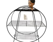 Vintage Circular Wire Plant Stand Self Atomic Mid Century Modern Storage, 26.75 H x 23.75 W- 9 D, Vintage Garden at Florida Rediscovered