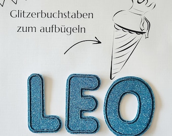 Glitzer Buchstaben I Applikation zum aufbügeln - für Schultüte, Schulranzen, Sporttasche, Federmappe I 6,5cm