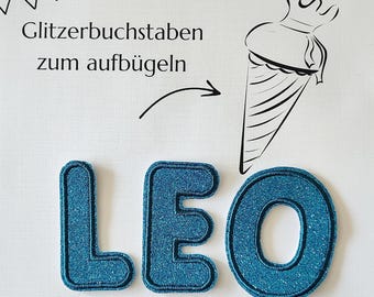 Glitzer Buchstaben I Applikation zum aufbügeln - für Schultüte, Schulranzen, Sporttasche, Federmappe I 6,5cm