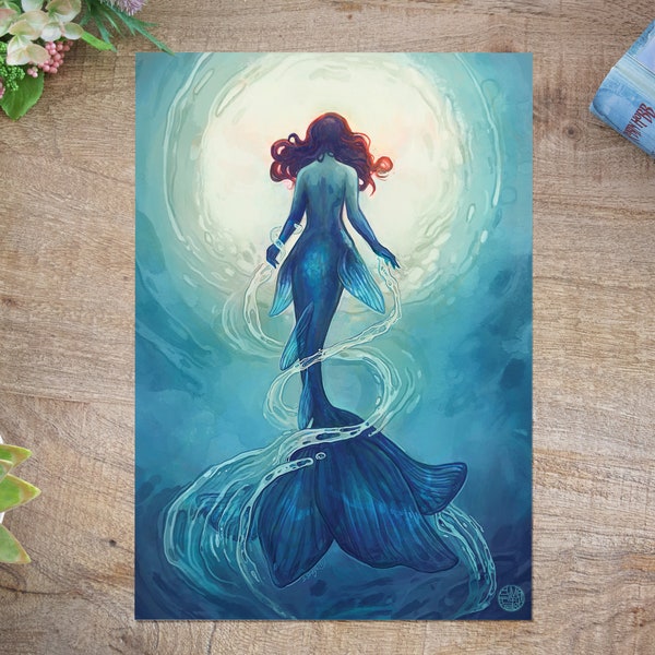 Mermaid fantasy poster "Above" - Fairy Tale Fantasy Art - Nautical Decor - Siren wall art | A4 Size Poster