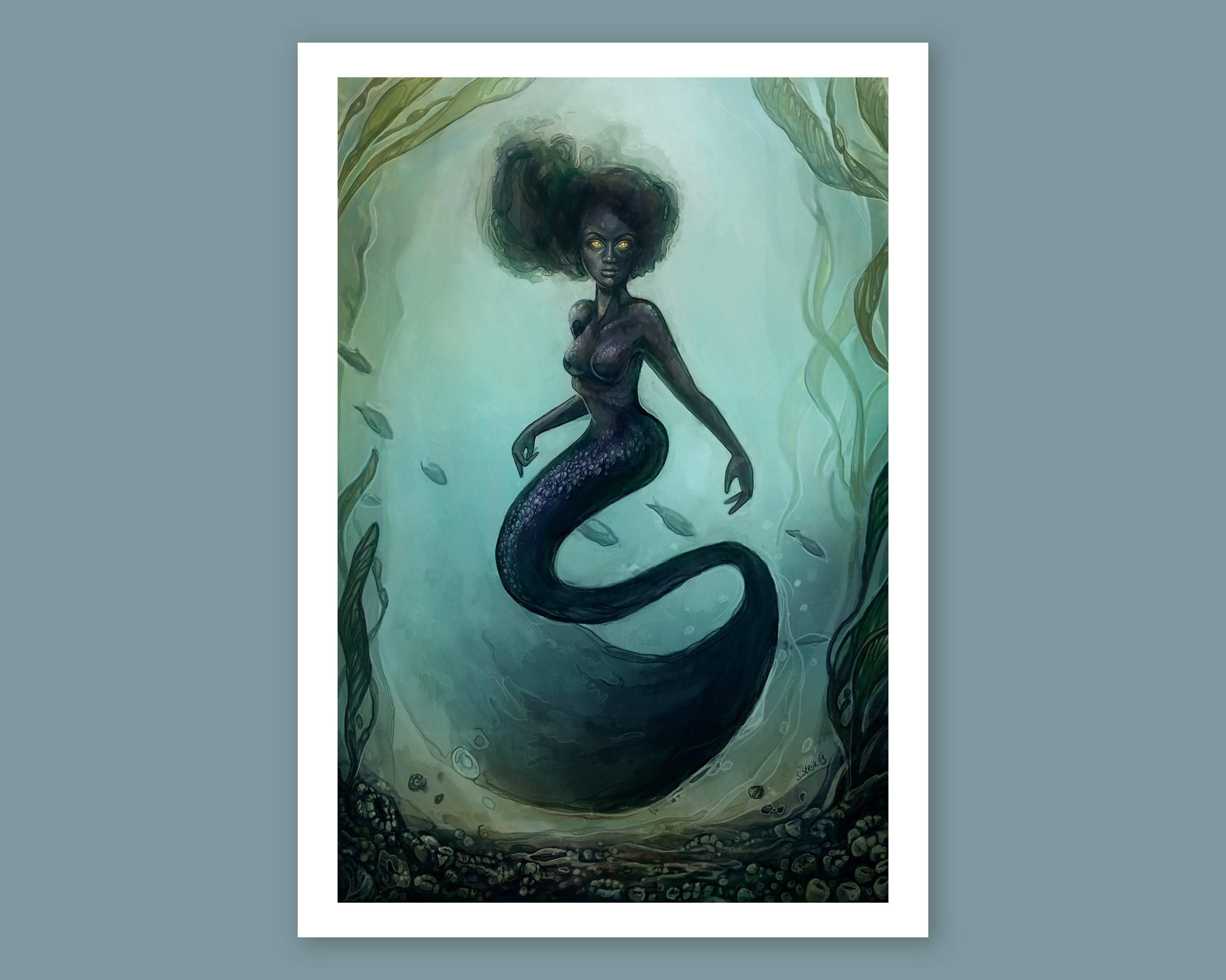 Signed Mermaid Art Print Siren Rising Fantasy Etsy