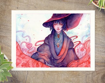 Original water colour & mixed media painting "Threads of fate" | Hand painted fantasy illustration A4 size