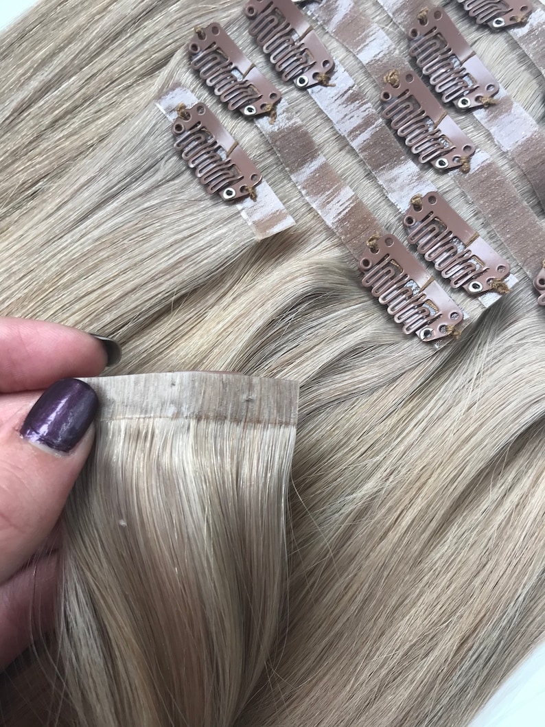 Blonde Seamless Clip in Hair Extensions 180g of 100 Human Etsy Australia