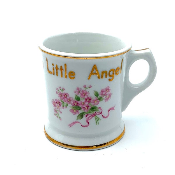 Vintage Sango China Made in Occupied Japan Porcelain Cup / Mug "For Our Little Angel" Baby shower gift