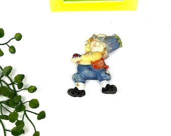 Vintage Kitchen Refrigerator Magnet - Ceramic Fairy Boy - Figural Fairly with Lady Bug Magnet- My40YearCollection