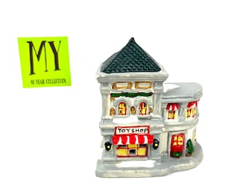 Holiday Style TOY SHOP Lighted Porcelain Interior View House