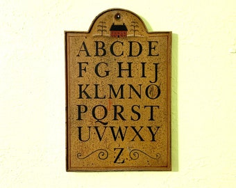 Vintage Wooden ABC Wall Hanging Sign Wall Decor Kid Room Decor Learning ABC Tool My40YearCollection