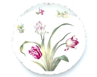 Antique Rosenthal Versailles Bavaria Dinner Plate Tulip Botanical Pattern Fine Porcelain Plate