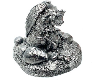 Michael A Ricker Pewter Dragons Sculpture: Friendship Gift of Love