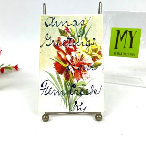 Cartão postal estrangeiro antigo - Cartão postal de Natal - "Saudações de Natal FernCreek KY" - Buquê de Natal colorido - My40YearCollection