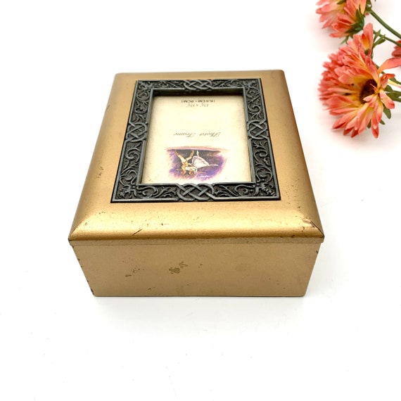 Vintage Small Rectangular Photo Frame Jewelry Box Com… Gem