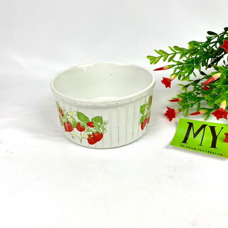 Vintage Action Strawberry Stoneware Ramekin Single Souffle Etsy