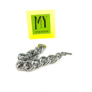 Vintage Chunky Chain Link Bracelet: 1980s Silver Tone Statement Jewelry