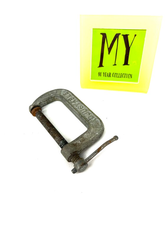 Vintage Tool - Adjustable  2-in C-Clamp 142D - Small C Clamp - Rustic Primitve Decor My40YearCollection