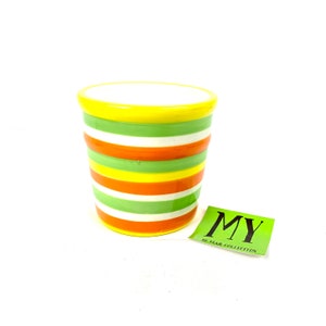 Vintage Avon Striped Planter: Ceramic Herb Pot, Colorful Pencil Holder