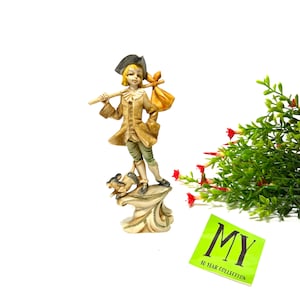 Vintage Depose Italy Shepherd Boy on a Pedestal with Dog Figurine by Fontanini, 277 Polymer Resin Collectible Figurine My40YearCollection