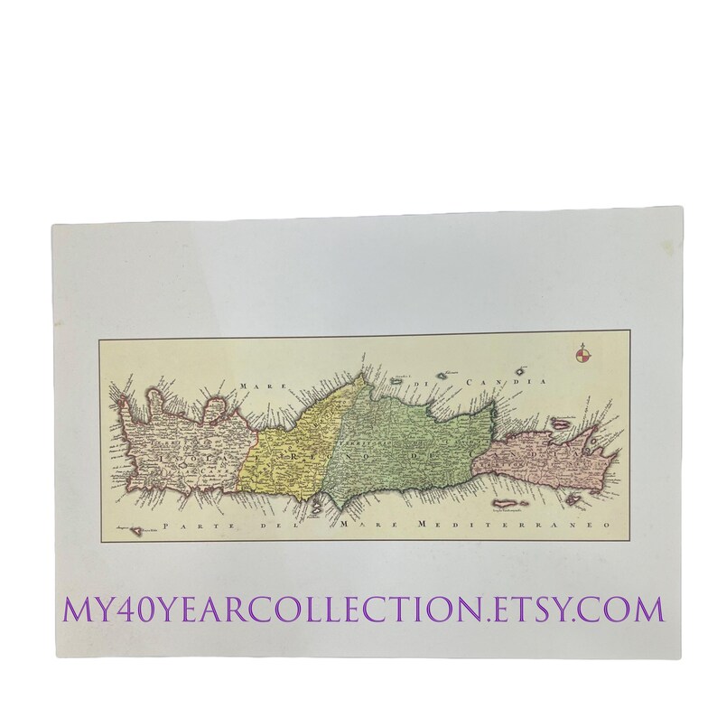 Vintage Map Print Map of Island of Crete Drawn by Joh Bapt Hommanus