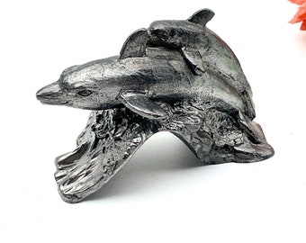 Michael A Ricker Pewter Dolphins Sculpture: Friendship Gift of Love