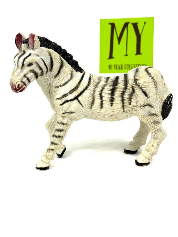 Vintage 1998 Zebra Hard Plastic Toy — Realistic Animal Figurine
