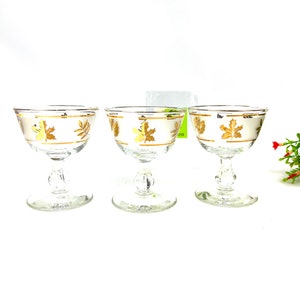 Taça Libbey Vintage: Taça de Vinho/Sorvete Folhagem Dourada - MCM