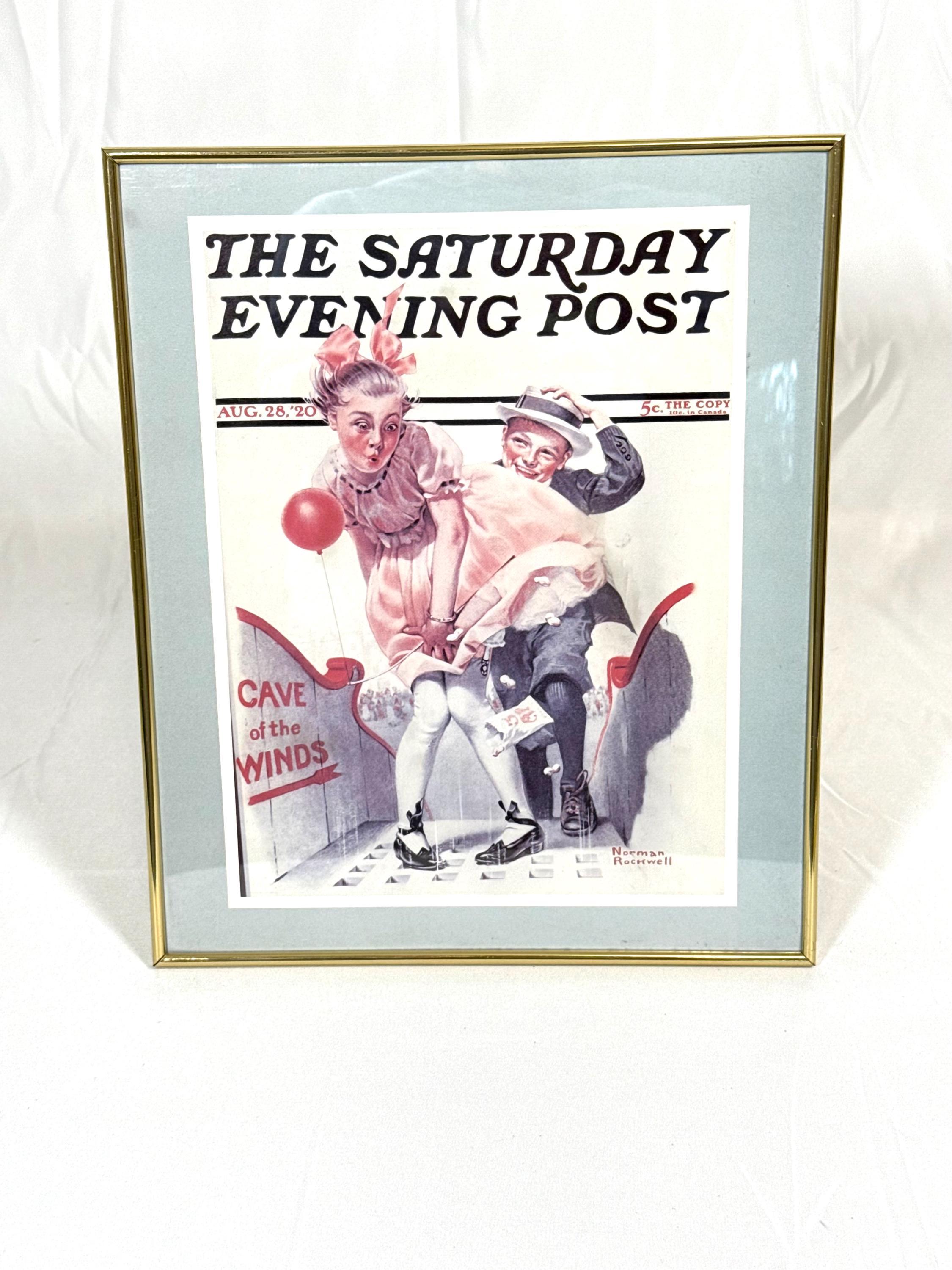 Framed Saturday Evening Post Print, 1918 Cover Art Reproduction