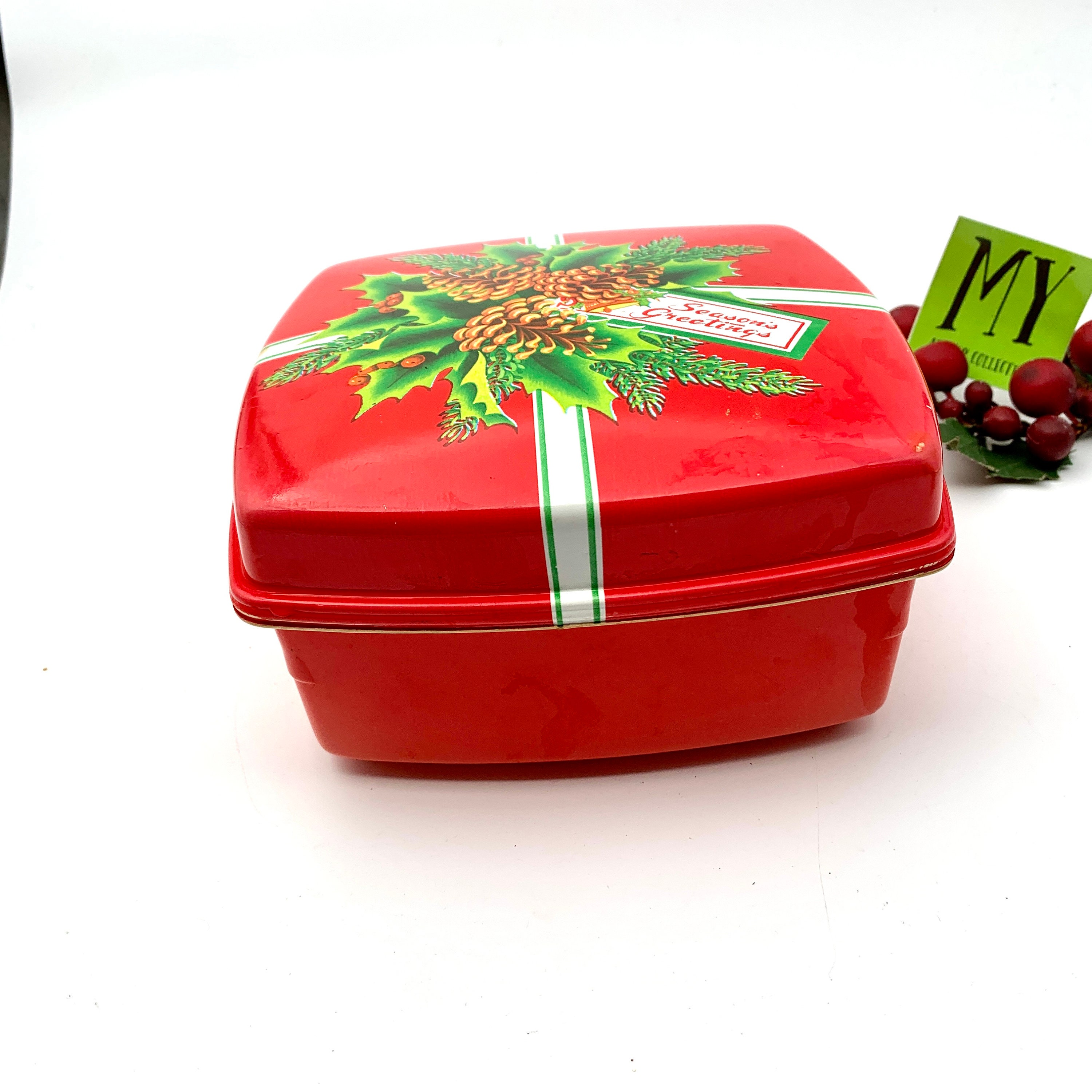 Vintage Tupperware Christmas Stocking Candy/Cookie Lidded Hard Plastic  Container