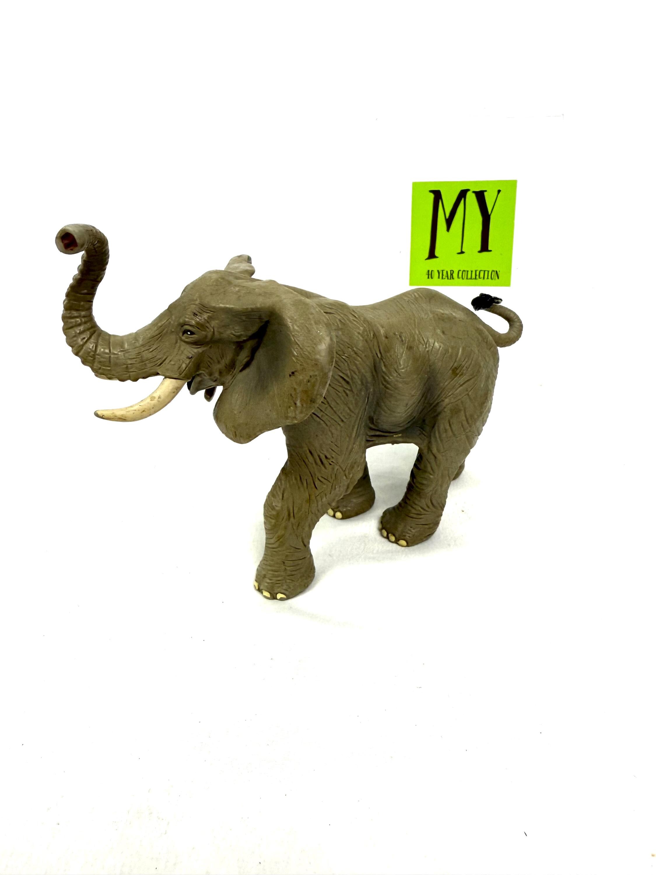 Vintage 2003 Safari Ltd Hard Plastic Elephant Toy – Trunk up