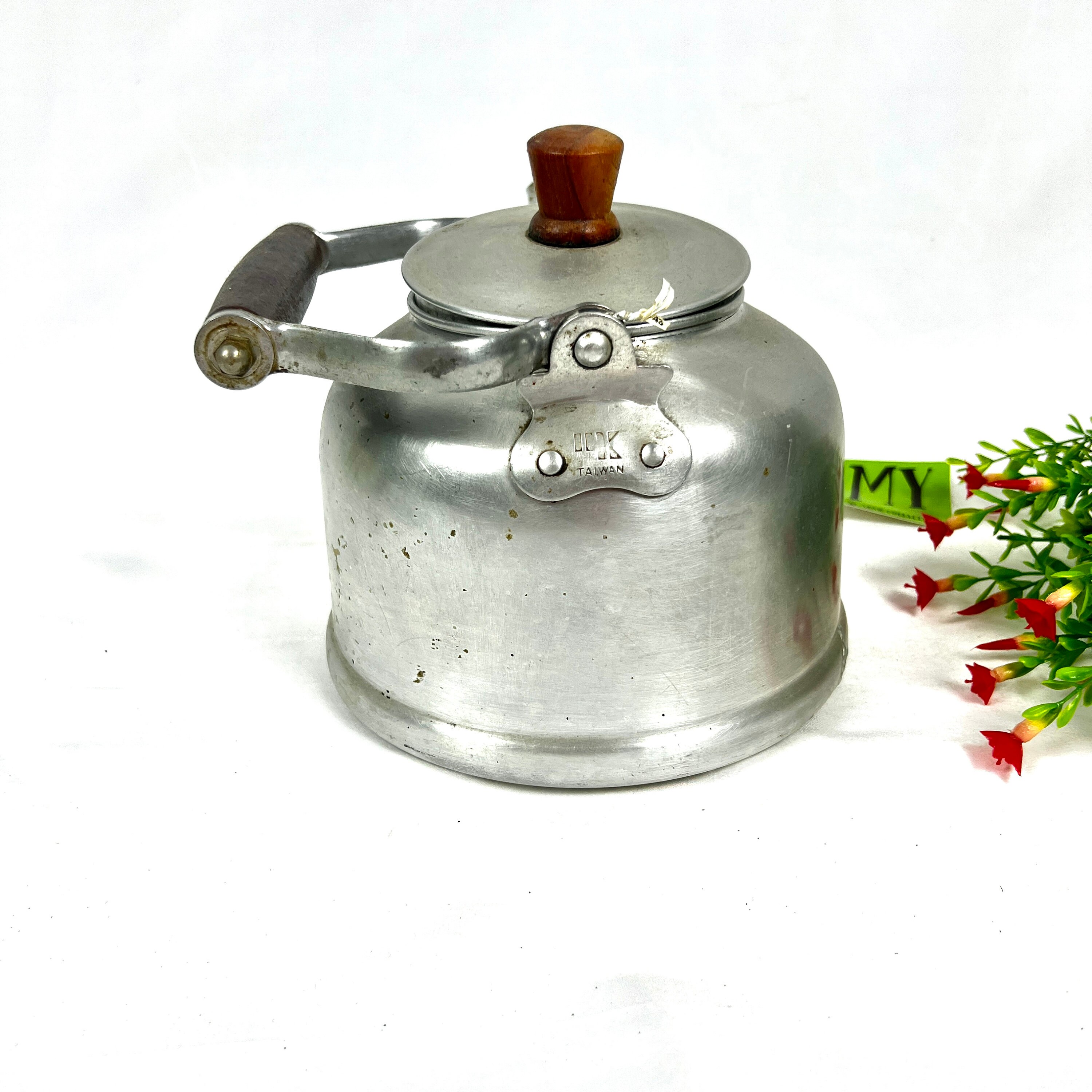 Vintage Aluminum Tea Kettle With Wooden Handle Madi in Taiwan Etsy